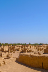 Landscape view of the Ruins of Jiaohe Lying in Xinjiang Province China.