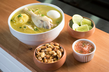 caldo de gallina, the classic Peruvian chicken noodle soup