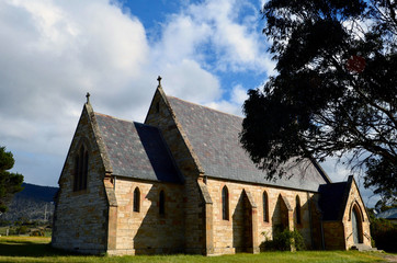 Fototapeta na wymiar A view of St. Peter's Anglican Church in Fingal, Tasmania