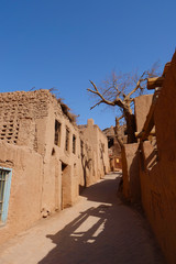 Ancient traditional residential old house village valley inTurpan Xinjiang Province China.