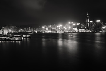 Obraz na płótnie Canvas Hong Kong cityscape at night. View From Victoria Harbour
