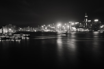 Obraz na płótnie Canvas Hong Kong cityscape at night. View From Victoria Harbour