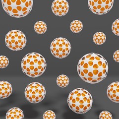 Spheres inside abstract lines shapes 3d render