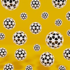 Backgroud yellow abstract spheres black and white 3d