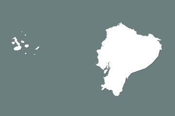Ecuador vector map with integrated land area using white color on dark background illustration