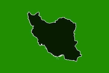 Obraz premium Iran vector map with single border line boundary using green color area on dark background illustration
