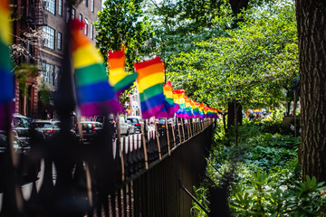 Pride flags in the park at Stonewall