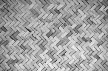 Full Frame Shot Of Wicker Basket. Black and White background and Texture. Dark tone.