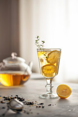 Glass of iced tea with lemon