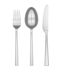 Cutlery Set. Spoon, Fork, Knife Isolated