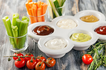 Set of different sauces