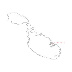 Vector illustration of black outline Malta map.