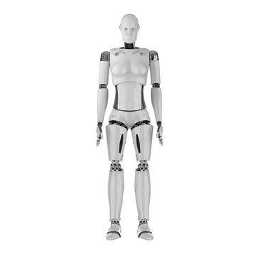 Female cyborg or robot full length