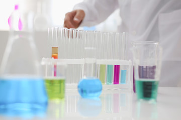 Chemical industry bulb with blue magenta