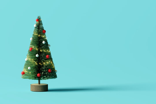 Christmas tree on blue background. 3d rendering