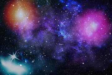 Blue dark night sky with many stars. Milky way on the space background . Milky way galaxy with...