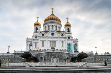 MOSCOW,RUSSIA - MARCH 8,2014: Russian Orthodox Cathedral - The Temple Of Christ The Savior in Moscow, Russian Federation