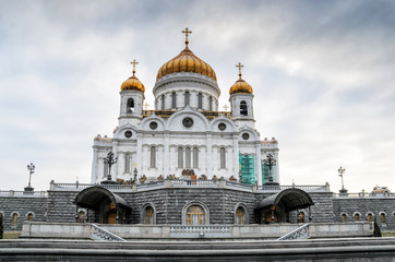 Fototapeta premium MOSCOW,RUSSIA - MARCH 8,2014: Russian Orthodox Cathedral - The Temple Of Christ The Savior in Moscow, Russian Federation