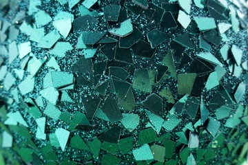 green shards macro background. Emerald texture. Green abstract  background