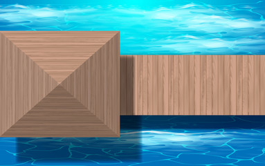 topview wooden pavilion in the sea