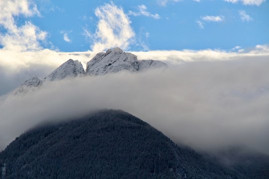 Mountains covered by clouds  
