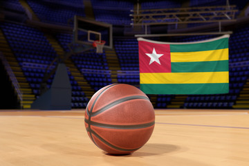 Togo flag and basketball on Court Floor