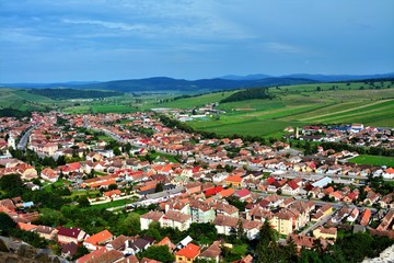 Fototapeta na wymiar the city of Rupea, Brasov County, seen from above