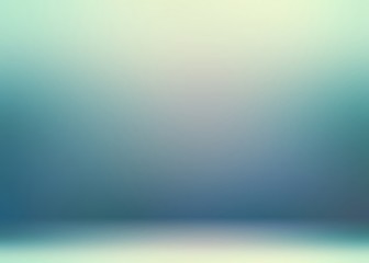 Toned blue green smooth texture of wall and floor. Blurred room 3d background.