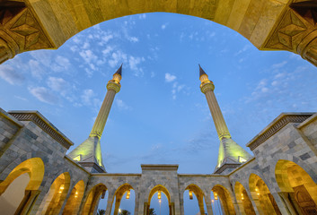 Architectural view of Rashid Al Zayani Mosque, located on a plot area of 4,800 with a total built-up area of nearly 3,000 sq.m in Galali, Manama, Bahrain