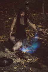 Halloween time, witchcraft, modern witch celebrate. Good ideas for photoshots, cosplay 