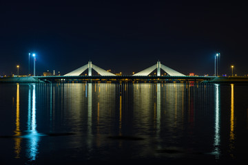 Beautiful view of Sheikh Isa Bin Salman bridge, Manama, Bahrain.