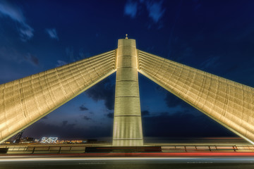 Beautiful view of Sheikh Isa Bin Salman bridge, Manama, Bahrain.