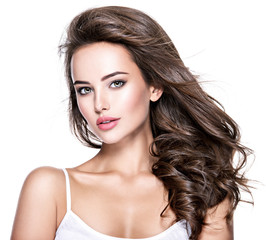 Beautiful woman with long curly hair