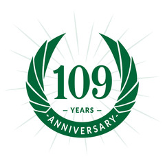 109th years anniversary celebration design. One hundred and nine years logotype. Vector and illustration.