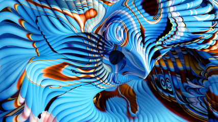 Bright background with a volumetric pattern and print. 3d illustration, 3d rendering.