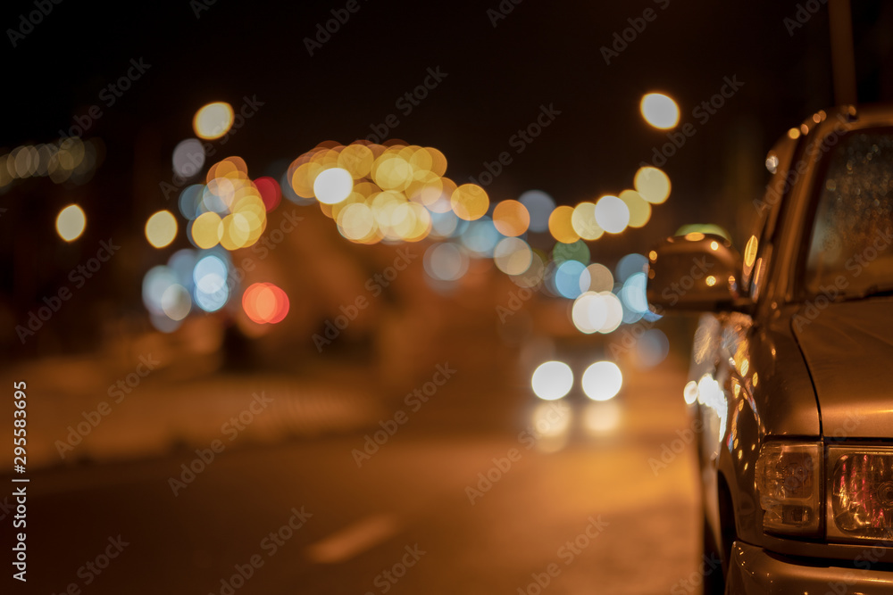 Aufkleber Abstract bokeh night, blurred defocused light bokeh abstract background