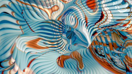 Bright background with a volumetric pattern and print. 3d illustration, 3d rendering.