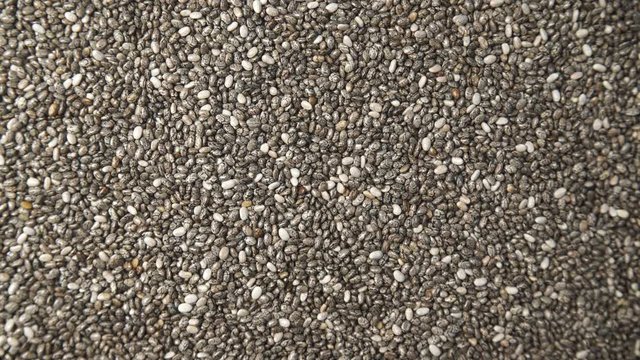 Chia seeds as natural food background or grain texture. Top down view. Healthy diet organic nutrition