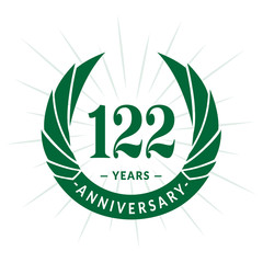 122nd years anniversary celebration design. One hundred and twenty-two years logotype. Vector and illustration.