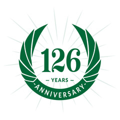 126th years anniversary celebration design. One hundred and twenty-six years logotype. Vector and illustration.