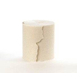A roll of toilet paper. Close up. Isolated on white background