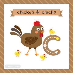 Letter C lowercase tracing. Chicken and Chicks