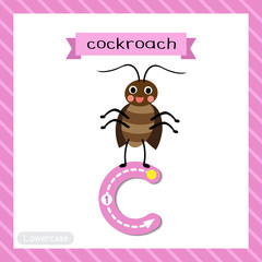 Letter C lowercase tracing. Happy standing Cockroach