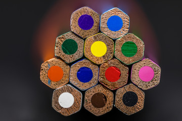 tiles of bunched wood colour pencils