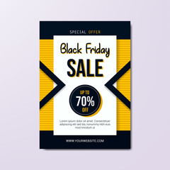 black friday sale flyer template, flat design background vector