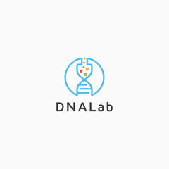 Abstract Helix DNA Lab Logo Icon Design Template Vector Illustration
