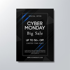 cyber monday big sale flyer template, simple modern flat design background vector