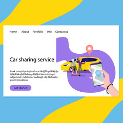 Fototapeta na wymiar Car sharing service web page landing