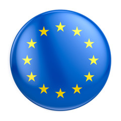 European Union flag icon - Europe round badge or button. 3d rendering © Sashkin