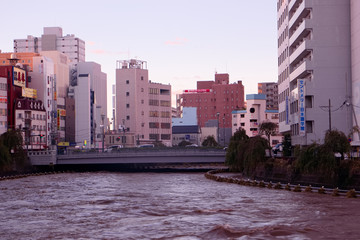 宇都宮市　2019年10月台風19号による田川の増水